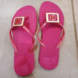 Lindsay Phillips Hot Pink Flip Flops Interchangeable Snaps Size 6
